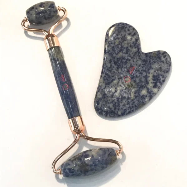 Blue Sodalite Jade Gua Sha Facial Massager Roller - Image 4