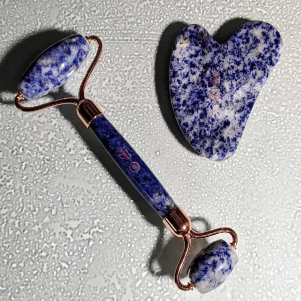 Blue Sodalite Jade Gua Sha Facial Massager Roller - Image 2