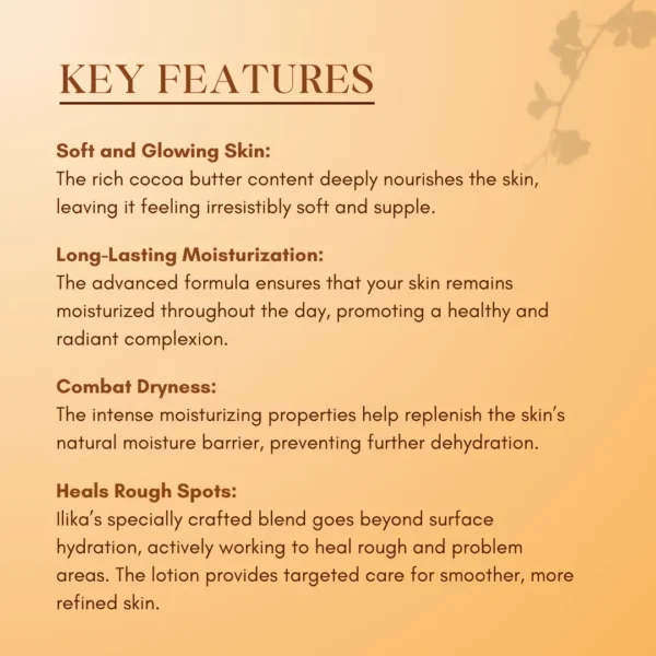 ilika cocoa body lotion key features