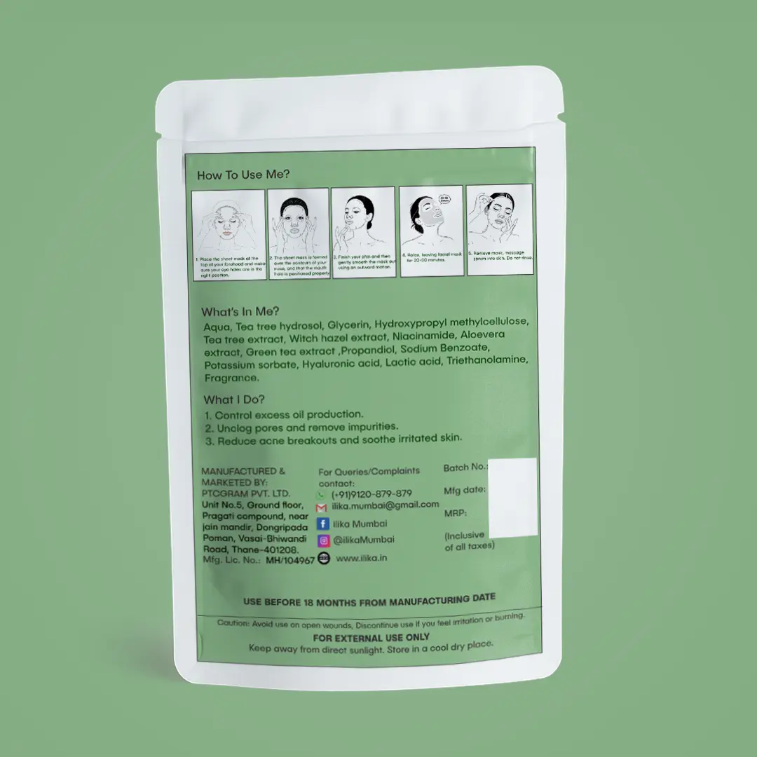 Tea Tree Face Sheet Mask | Hydration & Acne-Control - Image 2