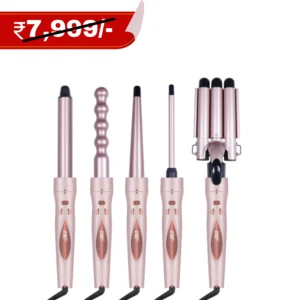 Ilika Hair Curler Tong Machine | 5 In 1 Multi Function Hair Styler for Women  | Tight Curls, Loose Curls, 3 Tong Curls, Smooth Ceramic Coating Barrels For Shiny Curls With Less Frizz Wave, Hair Style Like Professional Saloon At Home