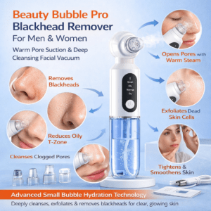 Beauty Bubble Pro Blackhead Remover For Men & Women  | Warm Pore Suction & Deep Cleansing Facial Vacuum | Small Bubble Hydrating Blackhead Extraction Device